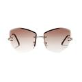 Summark Ladies rimless cat eye diamond rimless transparent color lens holiday sunglasses