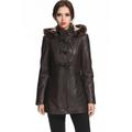 BGSD Women's Amanda New Zealand Lambskin Leather Toggle Coat (Regular & Plus Size)