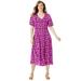 Woman Within Women's Plus Size Short-Sleeve Button-Front Dress