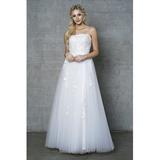 Amelia Couture Womens White Lace-Up Back Tulle Ball Gown