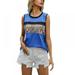 Norbi Summer Women'S Round Neck Sleeveless Vest Leopard Pattern Stitching Vest Blue XXL Size