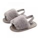 Angmile Baby Shoes Elastic Sandals Infant Girls Soft Sole Shoes Plush Slide Sandal First Walkers Anti-slip Walking Shoes-Gray