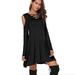 Women's Fashion Cross Neck Off Shoulder Long Sleeve Swing Tunic Dress Casual Solid Color Sexy Plus Size Dresses