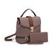 POPPY Faux Leather Flap Backpack Purse Crossbody School Shoulder Bag Women's Bucket Handbag with Wallet 2Pcs Set