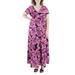 24seven Comfort Apparel Women's Plus Size Pink Cap Sleeve Empire Waist Maxi Dress