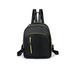 Woshilacoai Feamle Zipper Black Nylon Backpack Monochrome Travel School Shoulder Bags