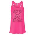 Women's Funny Tank Top "I Work Hard So My Cat Can Live A Better Life" Shirts X-Large, Neon Pink