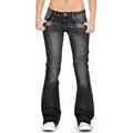 Womens Casual Denim Pants Low-Rise Skinny Slim Fit Jeans Flared Trousers