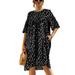 UKAP Women Maternity Dress Short Sleeve Crew Neck Dots Printed Summer Beach Sundress Loose Fitting Boho Midi Dresses With Pockets