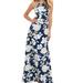 New Women Maxi Dress Halter Neck Floral Print Sleeveless Summer Beach Holiday Long Slip Dress