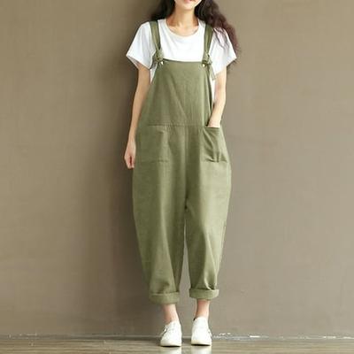 Plus Size Womens Sleeveless Cargo Jumpsuit Casual Solid Pocket Playsuits Rompers