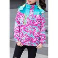 Kids Girls Thick Velvet Floral Printed Warm Jacket