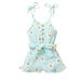 Luiryare SDD Toddler Girl Daisy Flower Romper Spaghetti Straps Sleeveless Button Playsuit