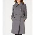 Vince Camuto Grey Wing-Collar Double-Breasted Coat, Medium