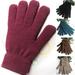 Unisex Winter Ribbed Knitted Full Finger Gloves Solid Color Thicken Warm Mittens