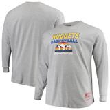 Denver Nuggets Mitchell & Ness Hometown Classics Big & Tall Thowback Logo Long Sleeve T-Shirt - Heathered Gray