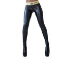 Egmy Ladies'Imitation Leather Pants Lace-Up Buttocks and Slim Nine-Minute Pants