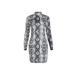 Women's Slim Pencil Dress Snakeskin Dress Long Sleeve Party Mini Dresses