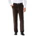 Haggar Men's Stretch City Flat Front Corduroy Pants, Brown, 42X32