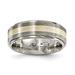 Edward Mirell Jewelry Collection Titanium with 14k White Gold Textured Lines 7.5mm Band Ring by Roy Rose Jewelry ~ Size 9