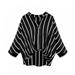 Women Striped Shirts Casual Twist Front Full Sleeve Ladies Fashion Crop Turn-down Collar Top Female Loose Blouse