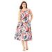 Jessica London Women's Plus Size Linen Fit & Flare Dress