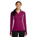 sport tek 1179423 ladies sport-wick stretch contrast 1 by 2 zip pullover, pink rush heather - medium