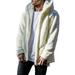 Wsevypo Mens Fuzzy Sherpa Fleece Hoodie Lightweight Jacket Open Front Cardigans Coat with Pockets