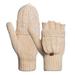 Flip Cute Dual-use Wool Gloves, Warm Autumn and Winter Half-finger Wool Gloves Beige