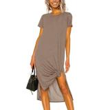 Women's Short Sleeve Split Maxi Dress Casual Summer Tie Dye Print Long T shirt Dresses Twist Knot Beach Sundress