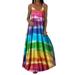 LAPA Women Sleeveless Round Neck Printing Long Dresses Casual Summer Beach Maxi Dress Sundress