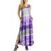 Sexy Dance Tie Dye Dress Sleepwear Casual Loose Pajama Dress Crew Neck Summer Women Maxi Dress