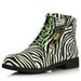 DailyShoes Synthetic Combat Boots Women's Ankle Combat Boots Round-Toe Non-Slip Middle Tubes Casual Martin Walkings High Exclusive Credit Card Pocket Shoe Zebra,Pu,9, Shoelace Style Lime Green