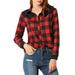 Allegra K Women's Buffalo Long Sleeve Casual Check Button Relax Blouse Plaid Shirt