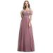 Ever-Pretty Women's V-neck Lace Sequin Maxi Dress Long Wedding Party Gowns 00766 Orchid US12