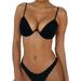 TureClos Women Summer Padded Two Piece Bikini Elastic Solid Color Swimsuit Suit Swimwear