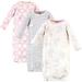 Touched by Nature Baby Girl Organic Cotton Zipper Gowns, 3-Pack