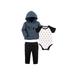 Yoga Sprout Baby Boy Hoodie, Short Sleeve Bodysuit & Pants, 3pc Outfit Set