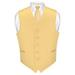 Men's Dress Vest & Skinny NeckTie Solid Gold Color 2.5" Neck Tie Set