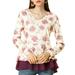 Allegra K Women's Floral V Neck Reglan Sleeve Paneled Ruffles Hem Loose Top