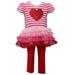 Bonnie Jean Baby Toddler and Little Girl's Valentine's Day Pink and Red Heart Tunic Shirt and Leggings Set (5, Red)