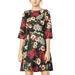 Allegra K Women's Floral Print 3/4 Sleeves Above Knee A-line Casual Dress