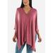 Womens Juniors V-Neckline Poncho - Cozy Warm Quarter Sleeve Sweater - Rose Oversized Poncho 40290P