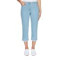 Ruby Rd. Womens Petite Fly-Front Soft Stretch Embroidered Denim Capri