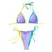 JBEELATE Women Halter Bikini Triangle Cup Lace Up Tankini Sets Swimsuits