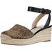 Sole Society Womens Leather Channing Espadrille Wedge with Jute-Wrapped Platform and Buckle Ankle Strap