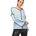 Winnereco Women Top Print Chiffon V Shape Neck Long Sleeve Loose Pullover (Blue S)