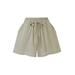 Womens Casual Shorts Summer Elastic High Waist Short Pants with Pockets Daily Street Lounge Shorts