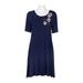 Nina Leonard Scoop Neck Short Sleeve Rayon Jersey Dress-NAVY