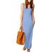 Avamo Women Casual Sleeveless Tank Dress Summer Solid Color Crew Neck Maxi Dress Outdoor Hiking Bodycon Dress